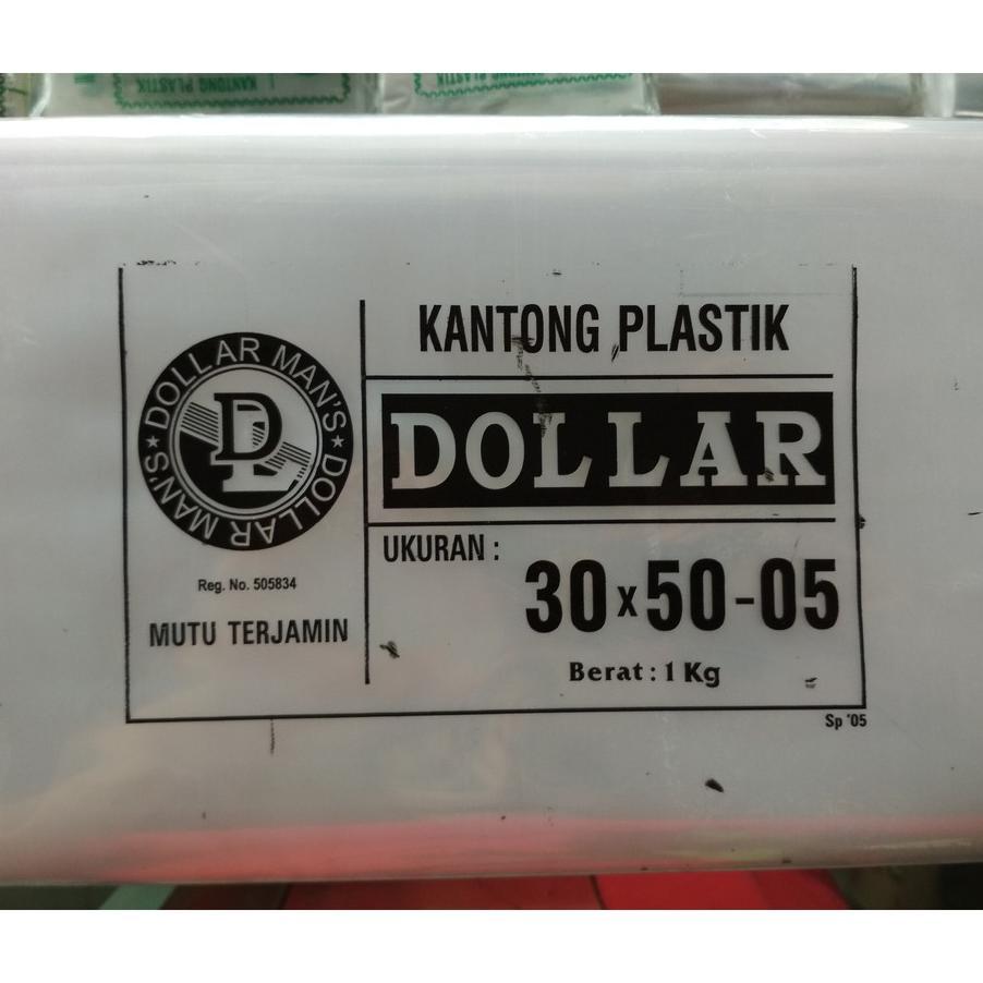 Kantong Plastik Bening Ukuran 30X50-05 / Cap Dollar 30X50