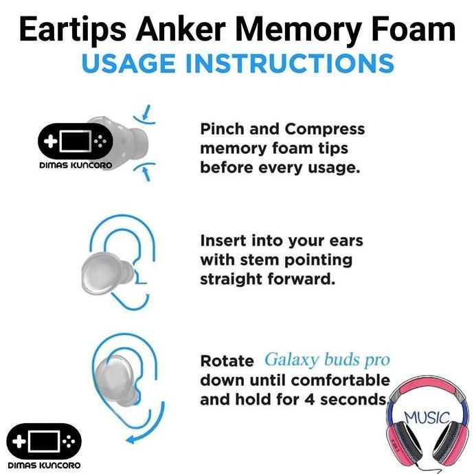 Eartips Anker Memory Foam busa soundcore sleep a10 space a40 sport x10 x20 vr p10 r100 ear tip tips 