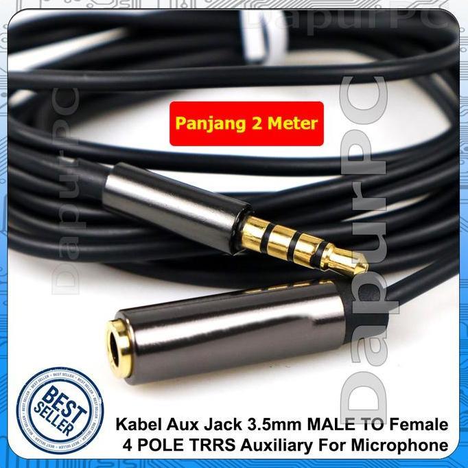 Kabel Aux Jack 3.5mm Male To Female 4 POLE TRRS Auxiliary Microphone