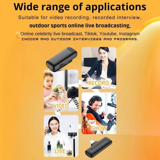 Omagoedang - QUINTON microphone wireless lavalier 2 mic clip on dengan kotak pengisian daya untuk vl