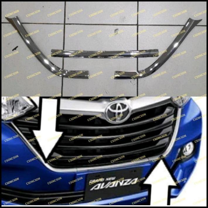 DISKON LIST GRILL TOYOTA GRAND AVANZA 2015 2017 2018 CHROME 3 PCS 