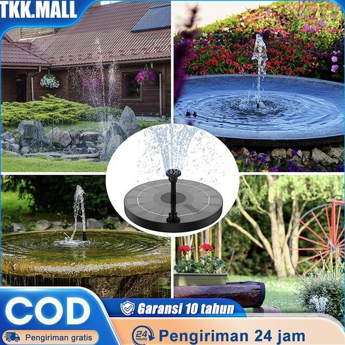 Faminuyi - TKK.MALL Kit Pompa Air Mancur Tenaga Surya dengan 4 Nozel Kabel 3 Meter Panel Surya Terpi