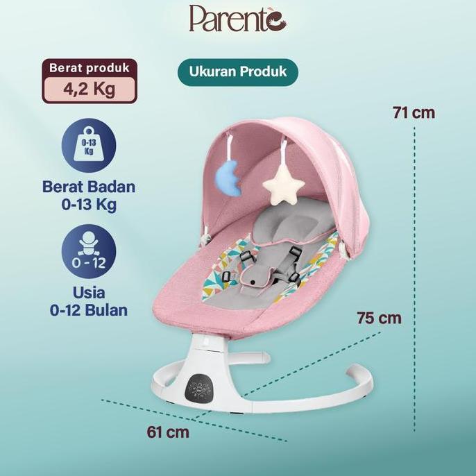 TERLARIS!! PARENTE TEMPAT TIDUR BAYI GOYANG ELEKTRIK BABY CRIB DENGAN MUSIK, TIMER & GERAKAN AYUN HA