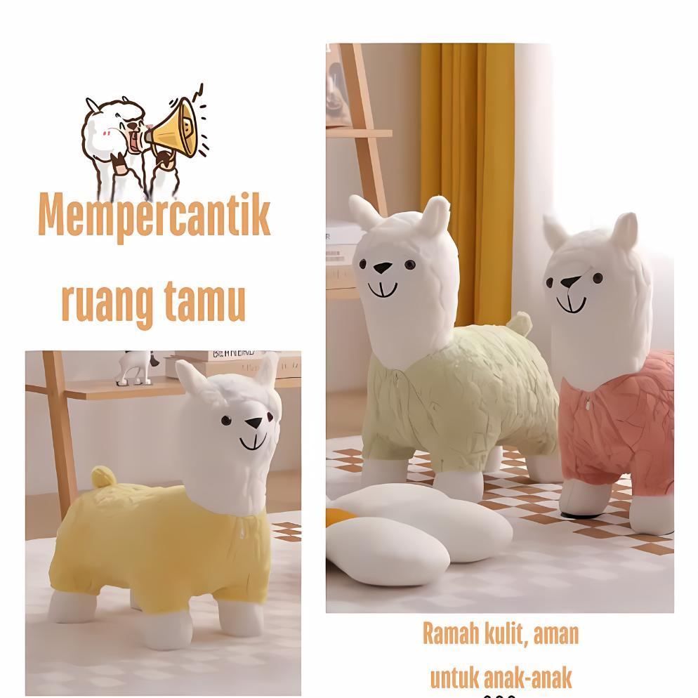 Tahan Lama  Kursi Anak Bangku Mainan Anak Kursi Karakter Hewan Alpaca Mini Bahan Busa Tebal
