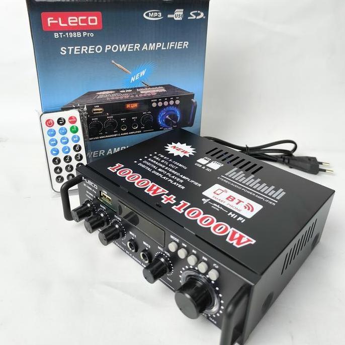 TERLARIS POWER AMPLIFIER DITAL MP3 FLECO F-198B PRO 1W+1W POWER AMPLI STREO KARAOKE - FLECO F-198B