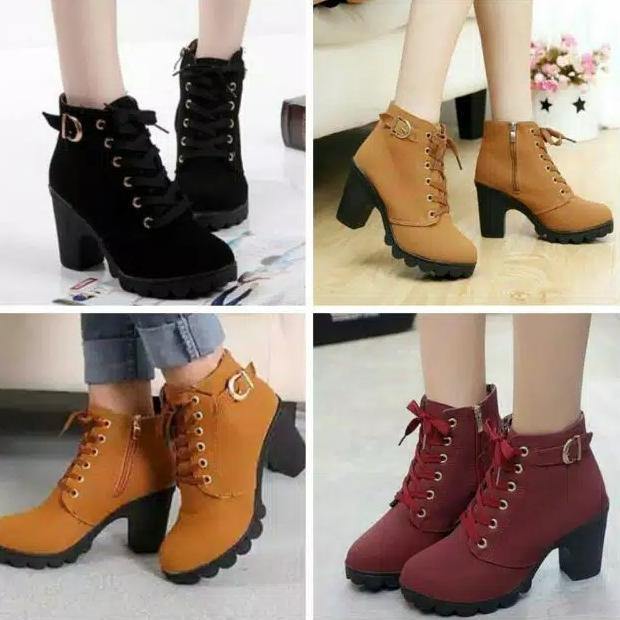 new sepatu boots wanita resleting ziper yks