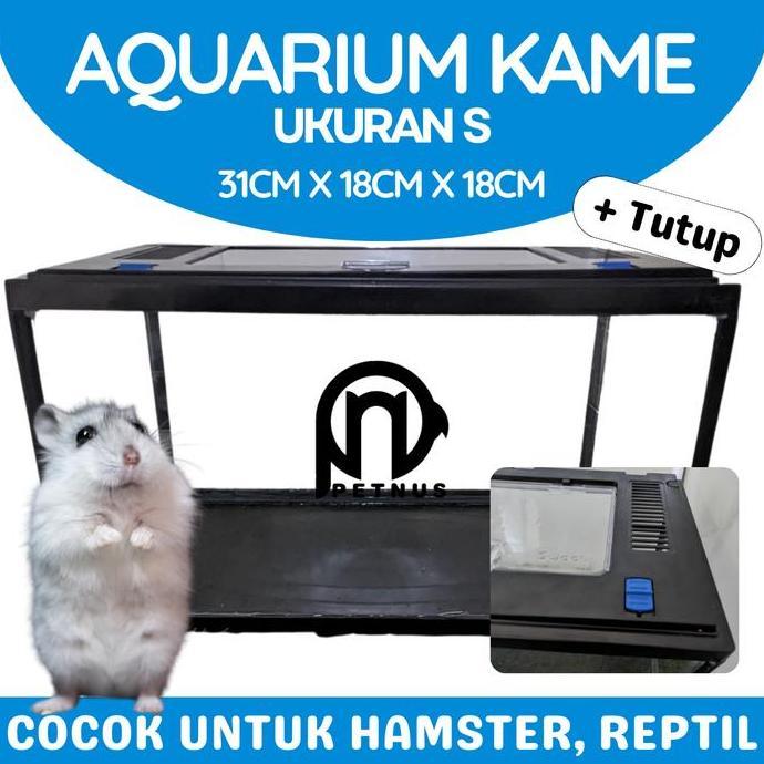 alwibarkah - aquarium nikita pendek s + tutup - aquarium/terrarium reptil/hamster/ikan kokoh dan mur