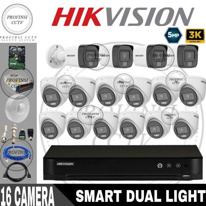 TERLARIS PAKET CCTV HIKVISION 16 CHANNEL 16 KAMERA 5MP / FULL HIKVISION / 4TB