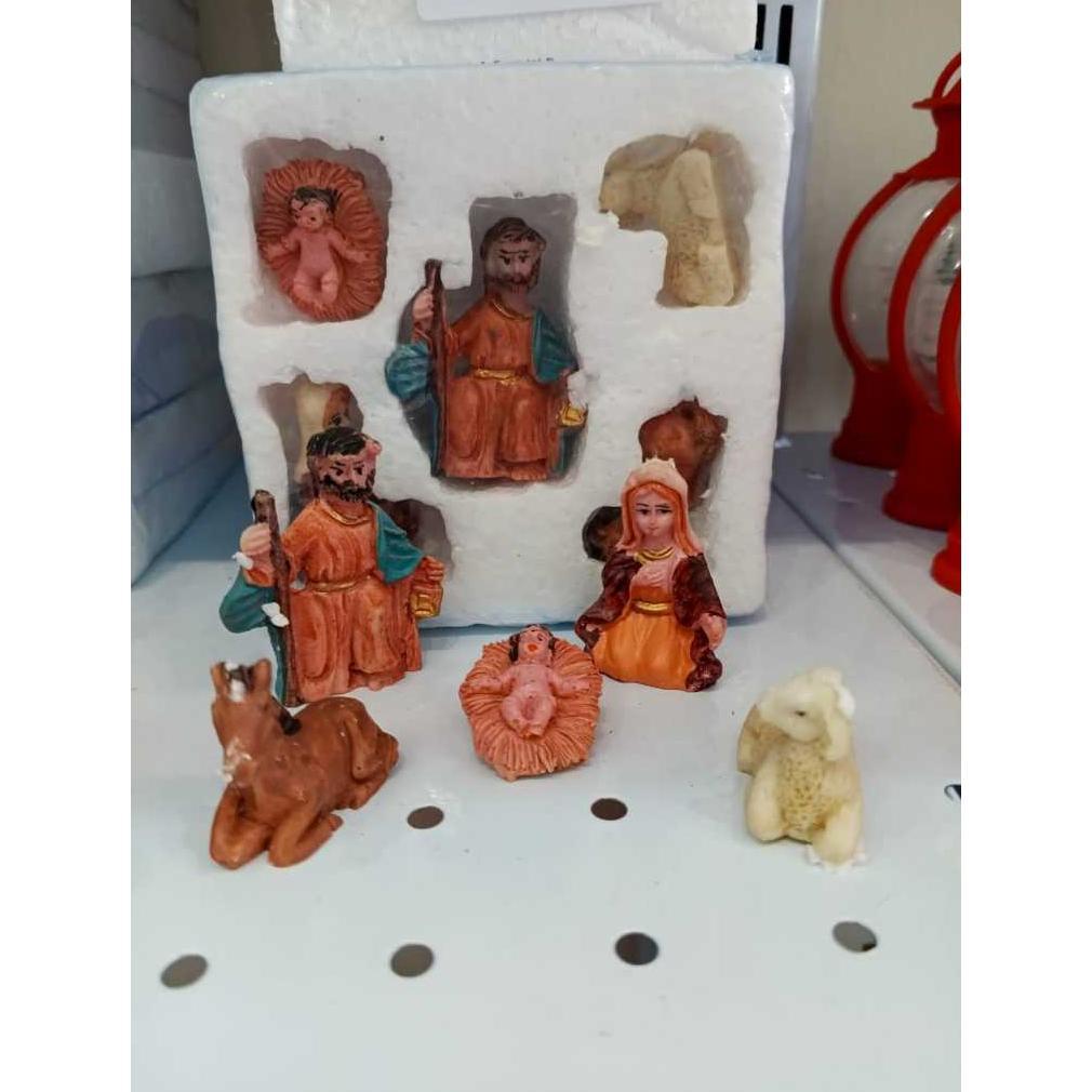 Patung Set Natal 3-4cm isi 5 patung natal patung rohani patung Yesus mini miniatur bayi Yesus patung