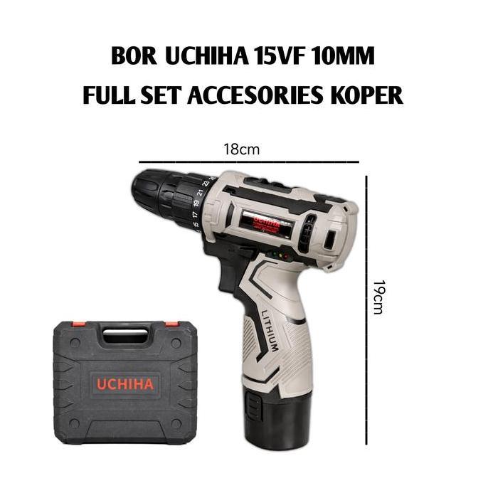 NUIFARM - UCHIHA JAPAN MESIN BOR BATERAI KAYU BESI OBENG ELEKTRIK TYPE 15VF 25 PILIHAN TORSI 15V FUL