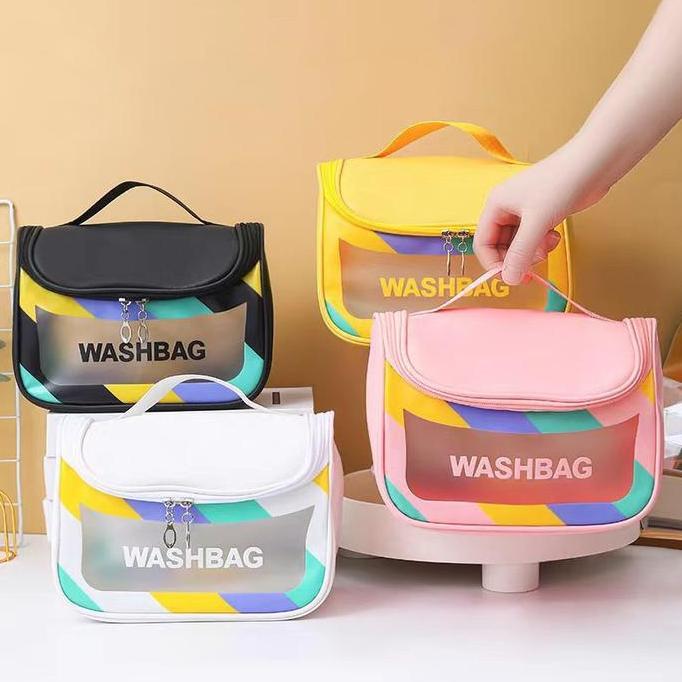 Perfekt- Bisa Cod T5473 Tas Cuci Transparan Besar / Tas Kosmetik Transparan / Tas Kosmetik Anti Air 