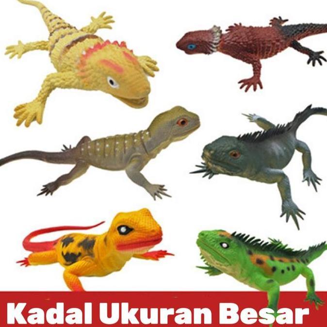 Argipratamashop - Mainan Anak Hewan Reptil Kadal Cicak Karet Dipencet Bunyi Bersuara Kualitas Premiu