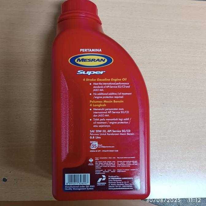 Oli Mesran Super Motor 800Ml Oli Pertamina Mesran Super 800Ml - 68086 -