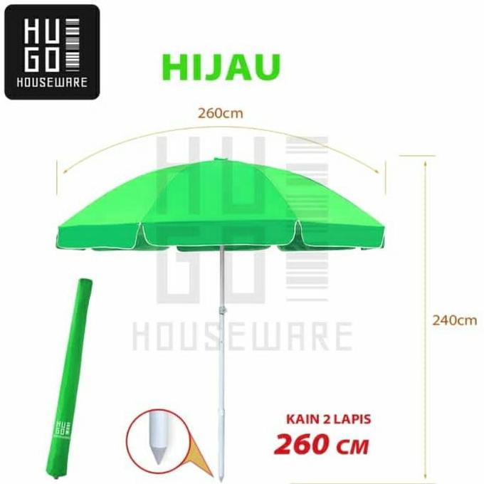NEW Payung Jualan Tenda Payung bulat 260cm 2 lapis, jumbo anti Uv