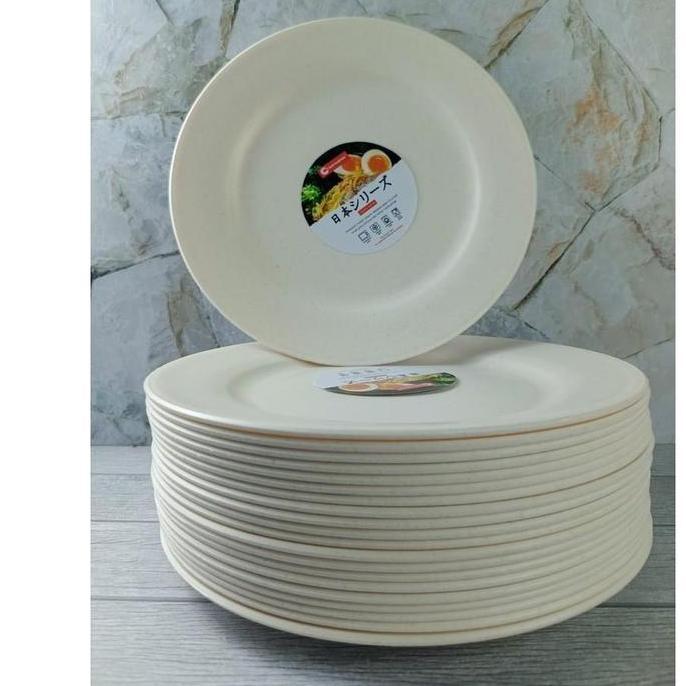 TERLARIS (12 PCS) SET PIRING PLASTIK -PIRING MAKAN - PIRING CEPER PUTIH - PIRING CLIO 3210 MARBLE KI
