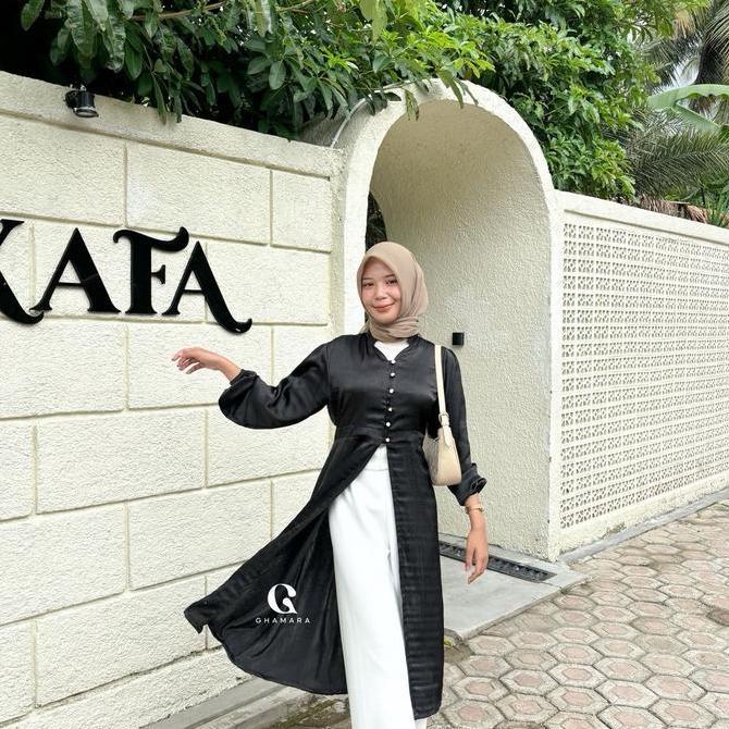 Religion- Ghamara Shoya Tunic | Tunic Kain Silk Satin Wanita Muslim Panjang Mewah