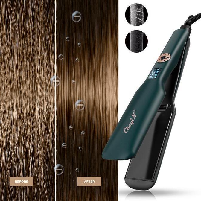 Lansungkirim- Ckeyin 44Mm Catokan Rambut Lcd Ptc Pengunci Cerdas 2In1 Lurus & Keriting