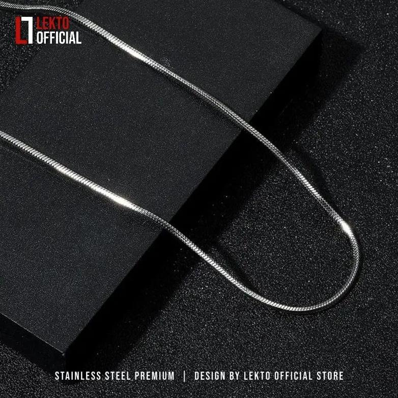 TERMURAH KALUNG TITANIUM PRIA ANTI KARAT SILVER ASLI ORIGINAL WANITA PERAK PUTIH MODEL KOTAK KALUNG 