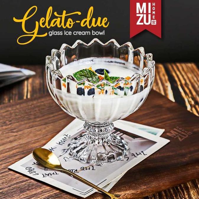 TERLARIS MIZU GELATO-DUE GLASS ICE CREAM BOWL MANGKOK KACA DESSERT GELAS ES CAMPUR MANGKUK PUDDING B