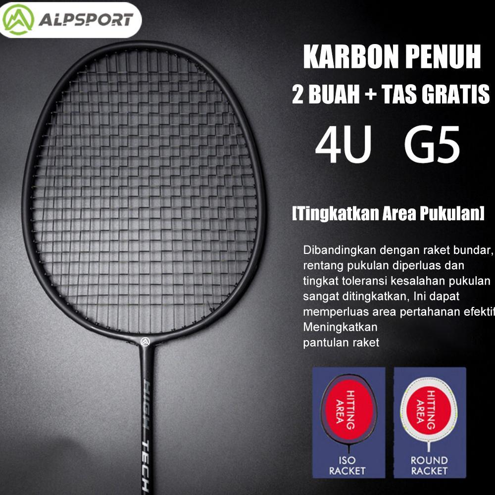 GARANSI ALPSPORT RR 2Raket + Tas 4U G5 100% Serat Karbon Penuh Desain Asli 22-28Lbs T800 Raket Bulu 