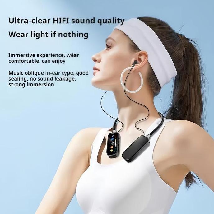 HD Screen Bluetooth Neckband Headphones Headphone Leher Bluetooth 5.4 Outdoor Sports Headset with Mi