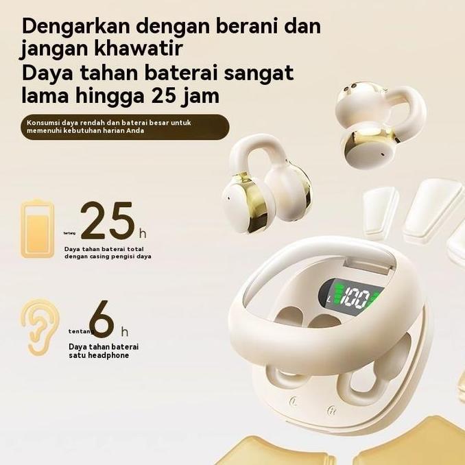 ACS OWS Wireless Ear Clip Earbuds Headset Bluetooth Pengisian Earphone Headphone Konduksi Tulang Ola