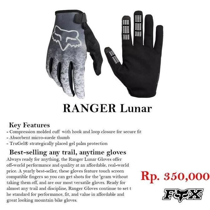 Glove Fox Ranger Lunar Grey Gloves - Sarung tangan sepeda full finger original