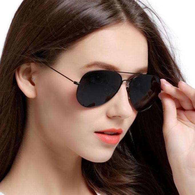 Kacamata Gaya Model Pilot Full Hitam Rayban Kacamata Fashion Unisex Bahan Metal Kacamata Matahari Pa