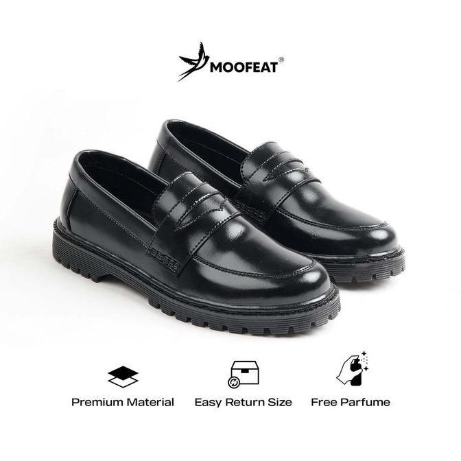 Sepatu Boots Loafers Pria Wanita Hitam Moofeat Leyster Flat Shoes Kerja