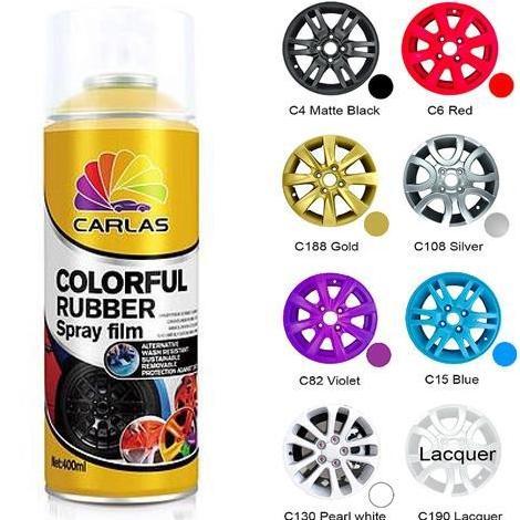 NEW CARLAS RUBBER PAINT warna Hitam BLACK GLOSSY DOFF WHITE Putih GOLD RED Merah C4 G4 C6 C40 C188 C