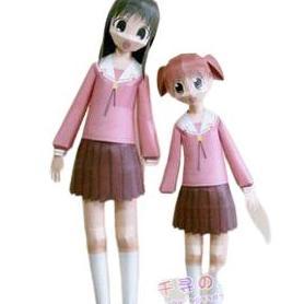 (Mainan Kertas) DIY Papercraft Pola figure anime Girl Chiyo And Osaka