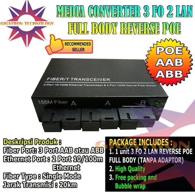 Media Converter 3 Port Fo 2 Port Lan / Switch Fiber 3 Fo 2 Sc