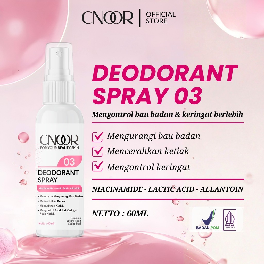 CNOOR Deodorant Spray 03 Extract Natural Deo Tawas Cair Niacinamide Bau Ketiak Ketiak Gelap