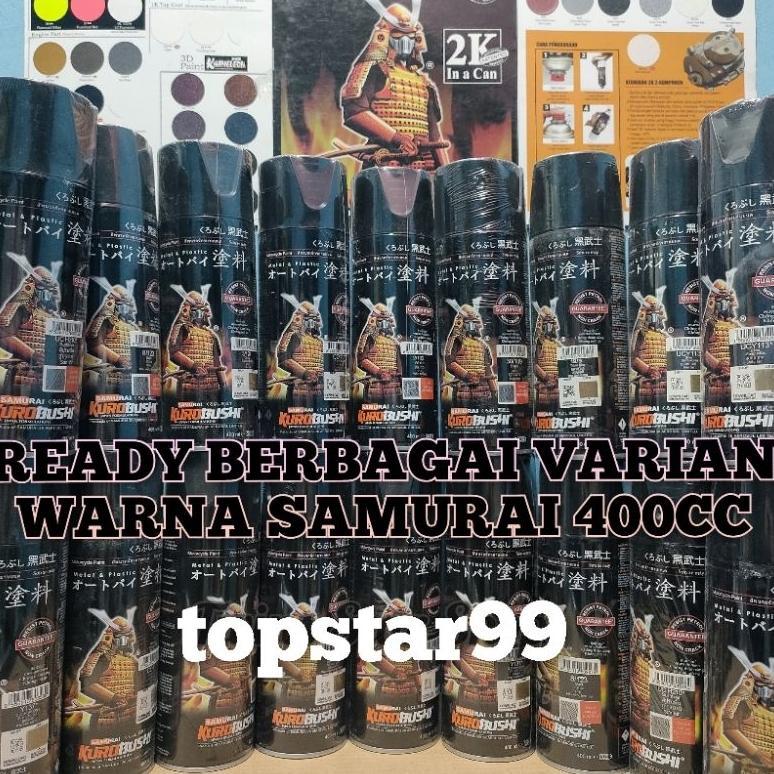 NEW Pilok Pilox Cat Semprot Samurai Ready Berbagai Warna Merah Kuning Hijjau Putih Hitam Biru Coklat
