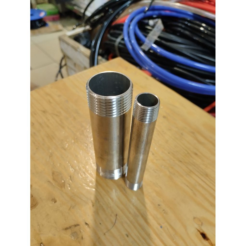 pipa nepel stainless steel 304 10cm 3/8" inch