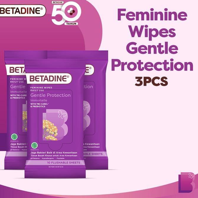 BETADINE FEMININE WIPES Tissue Basah Pembersih Kewanitaan Triple Pack