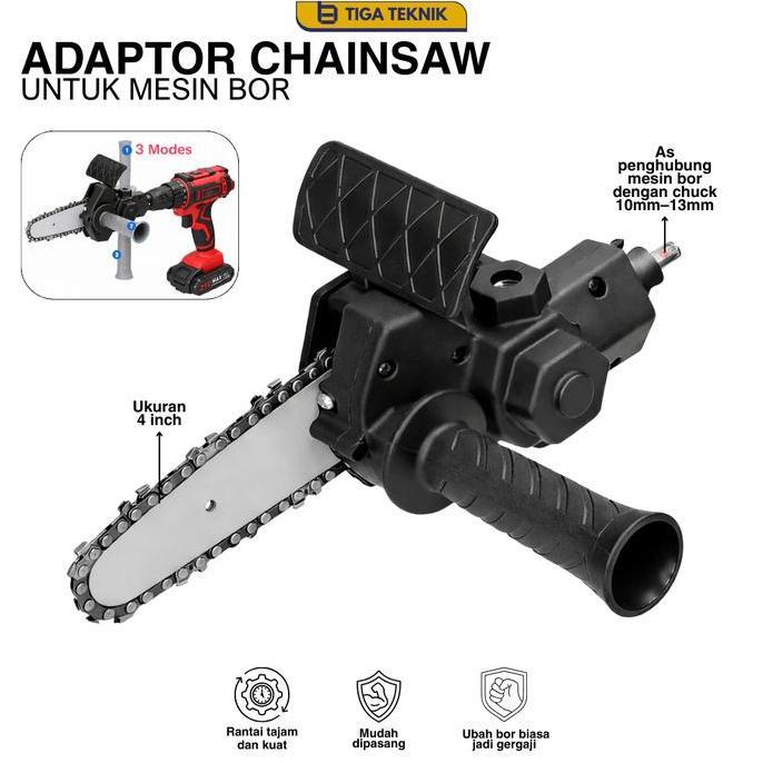 Adaptor Bor Jadi Mesin Gergaji 4inc / Adaptor Bor Chainsaw gergaji Potong Kayu 4inch