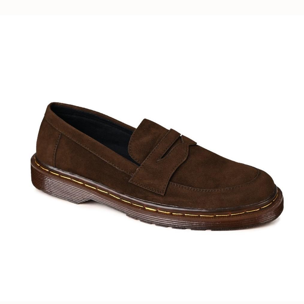 STOK TERBATAS Rionz Xabi Brown - Sepatu Pria Loafer Coklat Formal Casual Kantor Kuliah Suede