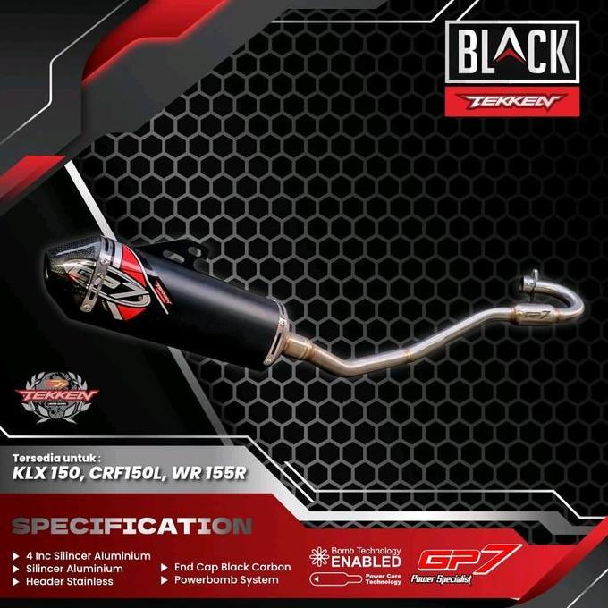 GP7 TEKKEN BLACK CARBON STANDAR  Knalpot