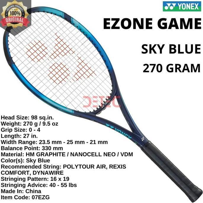 TERMURAH - Yonex EZONE GAME 98 270g Sky blue - raket tenis