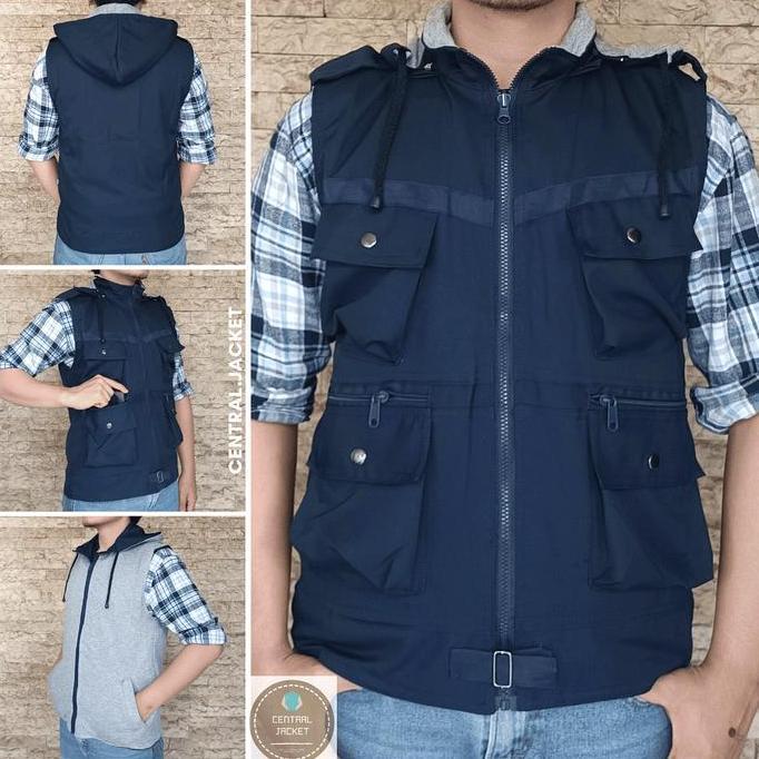 NEW JAKET ROMPI HOODIE PRIA - VEST HOODIE TASLAN - ROMPI MULTIFUNGSI ORI