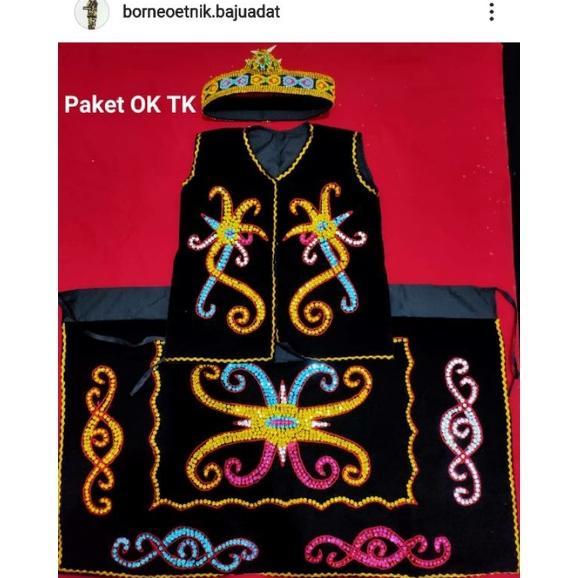 Best Seller 1 Set Kostum Dayak Anak Anak Kecil Cewek Perempuan Baju Dayak Adat Tradisional Baju Daya