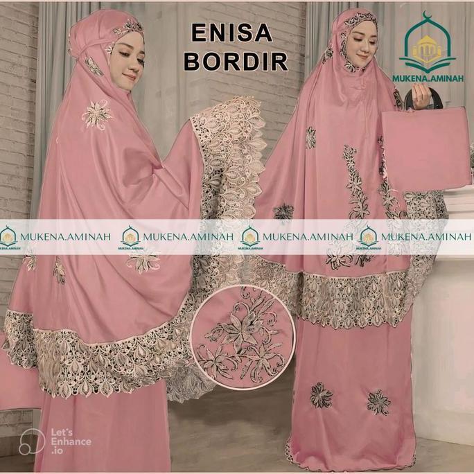 NEW MUKENA.AMINAH MUKENA DEWASA ENISA LUNA MAYA RENDA BORDIR SITI KHADIJAH PASTELEENA ATASAN LEMBUT 