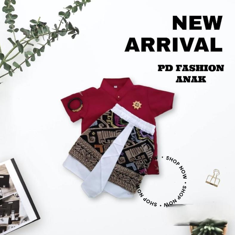 Best Seller Setelan Baju Adat Tradisional Anak Laki | Set Umur 3-9 Tahun ( Ples Udeng Atau Blangkon 