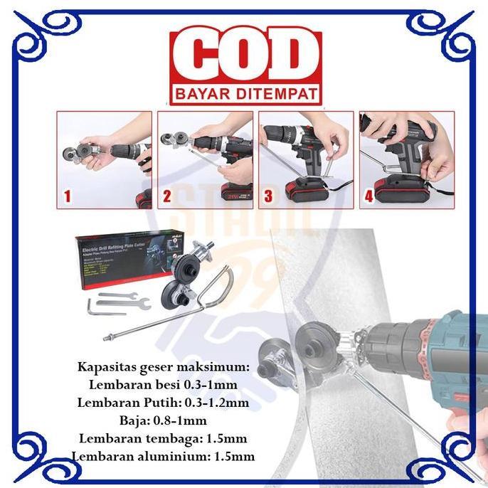 IHDADI Adaptor Mesin Bor Alat Potong Gunting Plat Besi Seng Spandek
