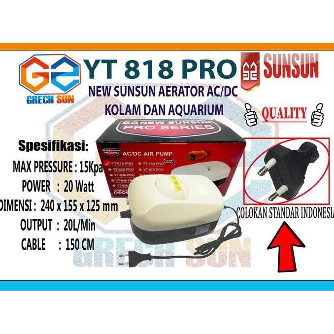 TERLARIS AERATOR ACDC SUNSUN YT 818 POMPA UDARA AQUARIUM KOLAM IKAN POMPA YT 818 ACDC