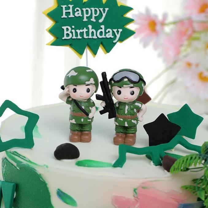 Dekorasi Hiasan Kue Ulang Tahun Tentara - Prajurit Tema Militer Birthday Cake Topper