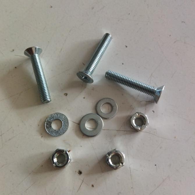 Baut JF+mur+ring plat galvanis m6x20 isi 100