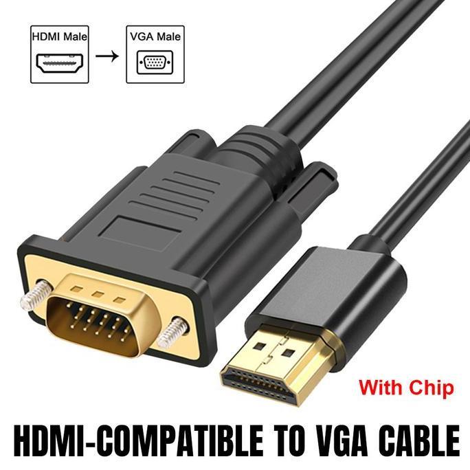 GIVICIL HDM02 HDMI to VGA Cable 1080P Cable with Chip Audio Video Cable 1920 x 1080P (1.8m)