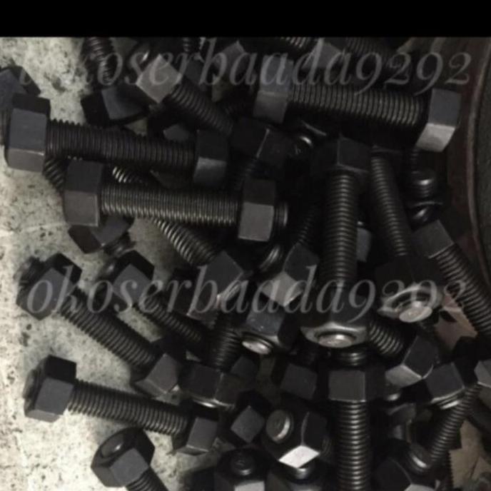 Studbolt & Nut B7 2H M14 x 70 mm; Baut Stud Carbon Steel besi